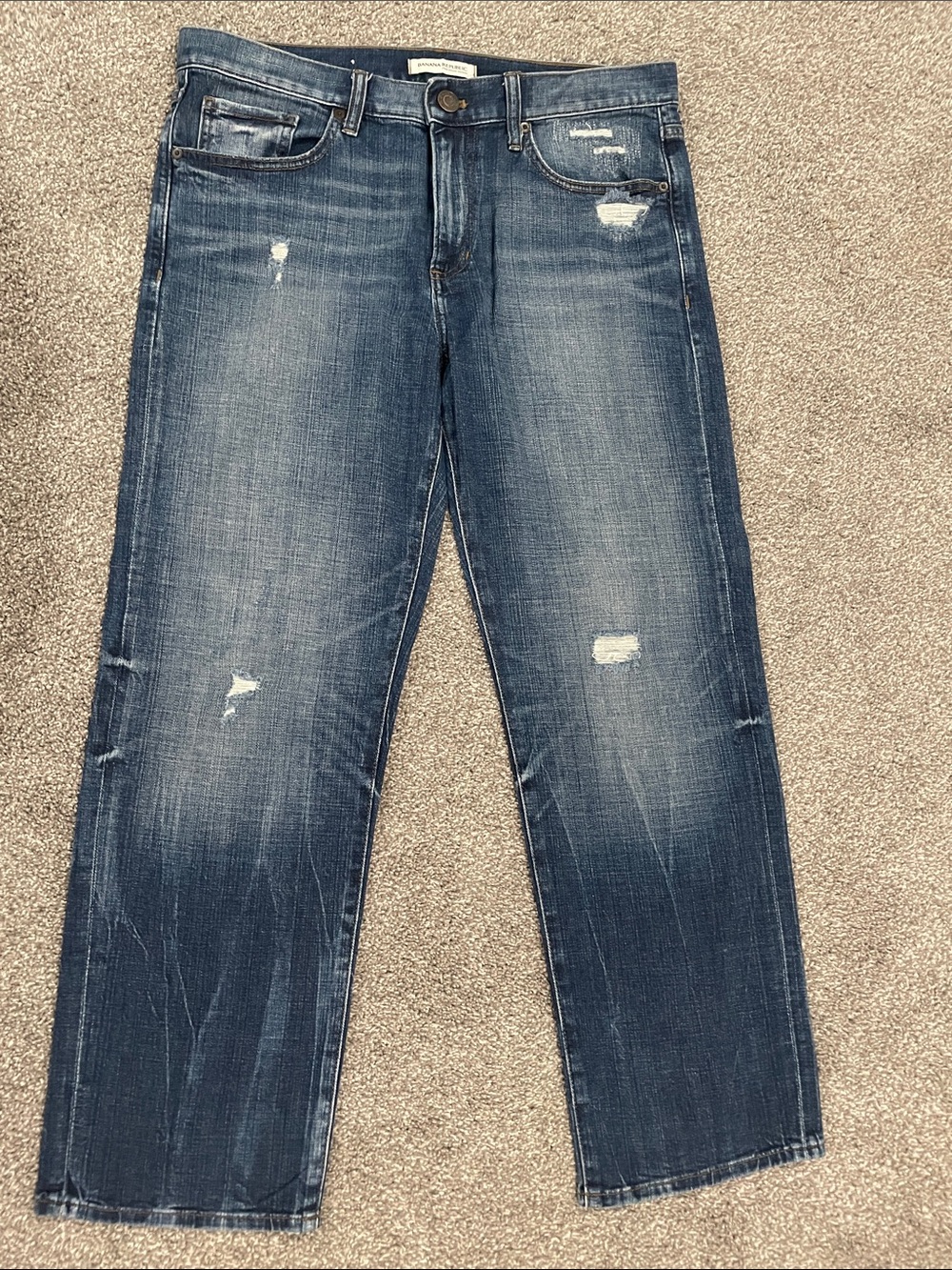 Banana Republic Women’s Distressed Dark Blue Boyfriend Fit Jeans